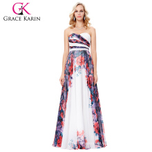 Grace Karin 2017 New Fashion Women Chiffon Long Floral Flower Printed Pattern Evening Dress GK000131-1